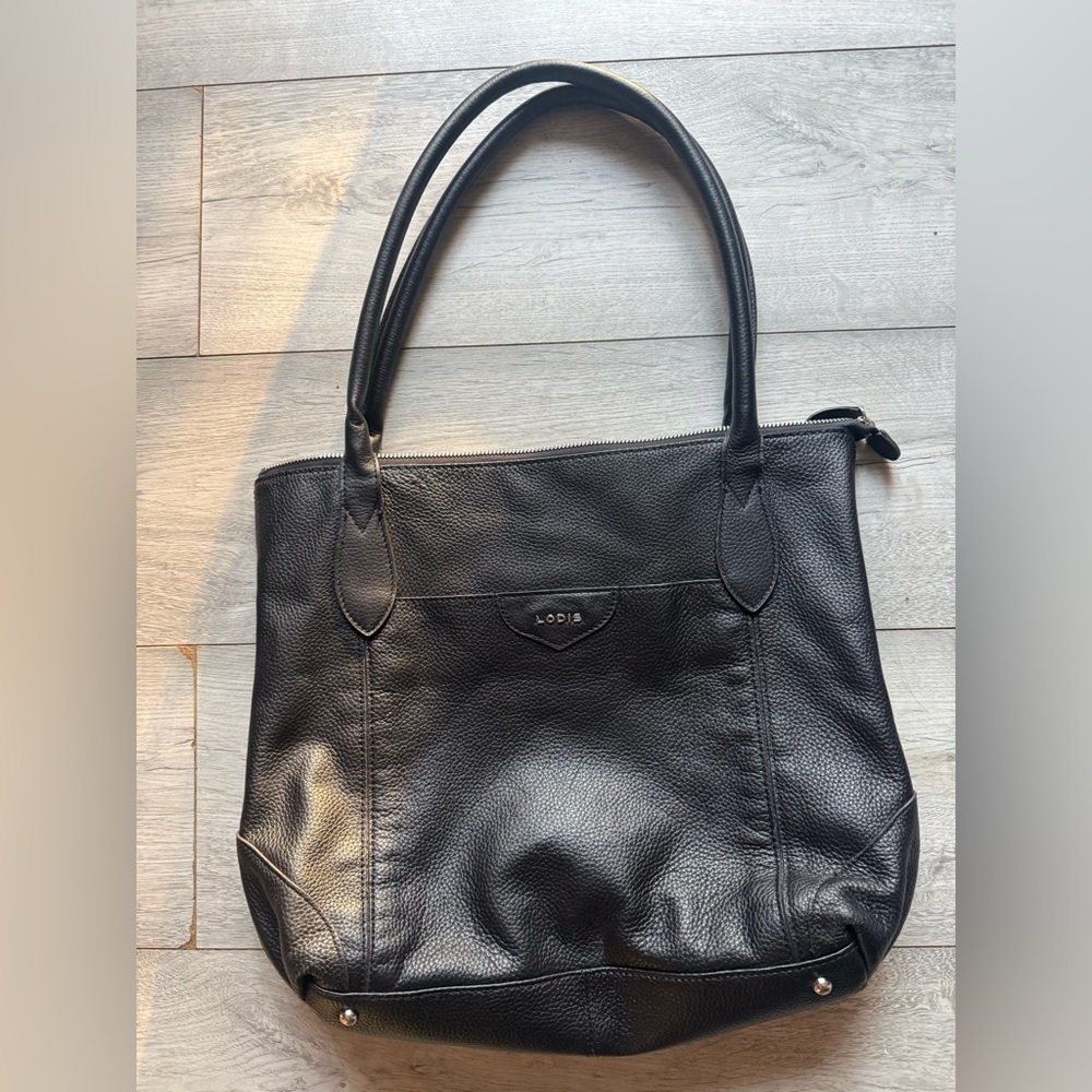 Lodis Leather Black Tote Bag